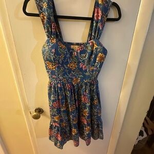 Floral Blue Sleeveless Dress